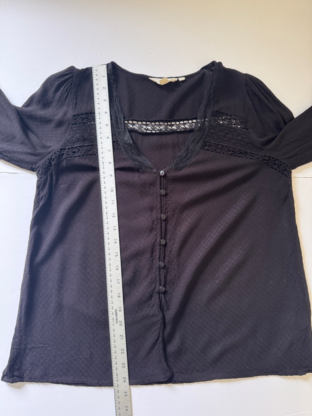 Anthropologie Forever That Girl Blouse Black Lace Swiss Dot Lightweight Sz M - Picture 8 of 14